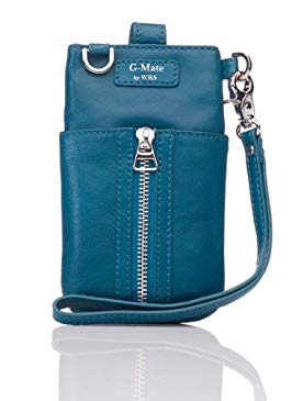 G-mate Leather Cell Phone Purse Luxury Blue with Leather Straps