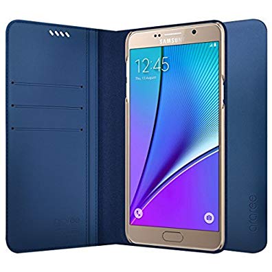 ARAREE Slim Diary for Galaxy Note 5 Phone Case for Samsung Galaxy Note 5 - Retail Packaging - Classic Blue