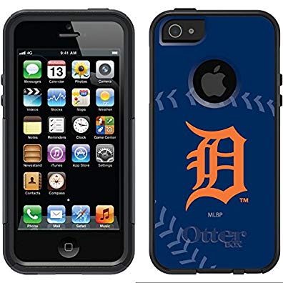 Coveroo Commuter Series Black Cell Phone Case for iPhone 5/5s - Retail Packaging - Detroit Tigers Stitch