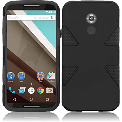 [SlickGearsTM] Slim Fit SureGrip Series Dual Layer Rubberized Textured Armor case for Motorola Google Nexus 6 (XT1103 All Carriers) + Premium Screen Protector (Black Black)