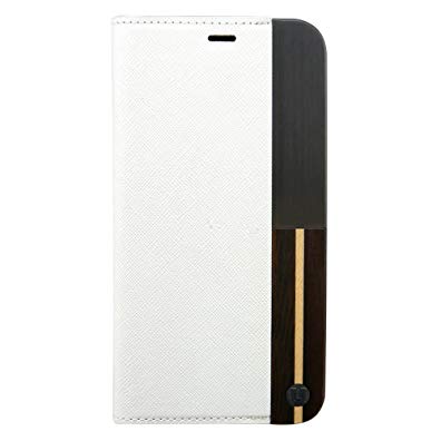 iPhone X Case, Uunique, White Saffiano Leather design with (Genuine Wood) & combination of Aluminium Book / Folio Case, Magnetic Closing, Stand Function, Premium Protective Cover, Book Case
