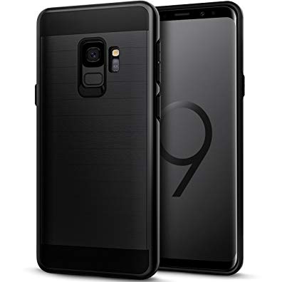 Galaxy S9 Case, Casgen Brushed Metal Design [Flexible & Slim] Heavy Duty Protection Dual Layer Armor Cover,Anti Slip [Shock Absorption] Case for Samsung Galaxy S9-2018