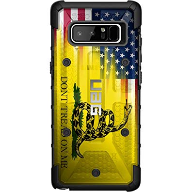 LIMITED EDITION- Customized Designs by Ego Tactical over a UAG- Urban Armor Gear Case for Samsung Galaxy Note 8 - Don't Tread On Me -USA