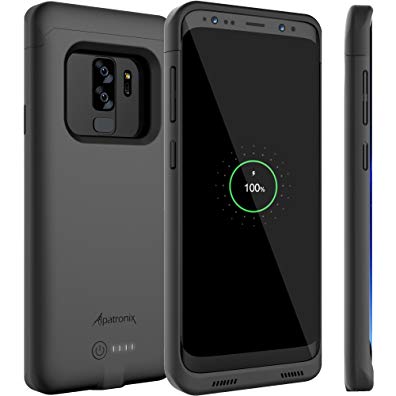 Galaxy S9 Plus Battery Case with Qi Wireless Charging Compatibility, Alpatronix BX440plus 6.2-inch 4600mAh Slim Rechargeable Protective Portable Backup Charger for Samsung S9+ [Android 8.0] - Black