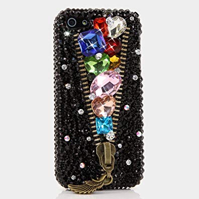 iPhone 6S Bling Case, iPhone 6 Case - LUXADDICTION® [Premium Quality] 3D Handmade Crystallized Bling Case Swarovski Crystals Diamond Sparkle Zipper Rainbow Color Stones Design Cover for iPhone 6 / 6S