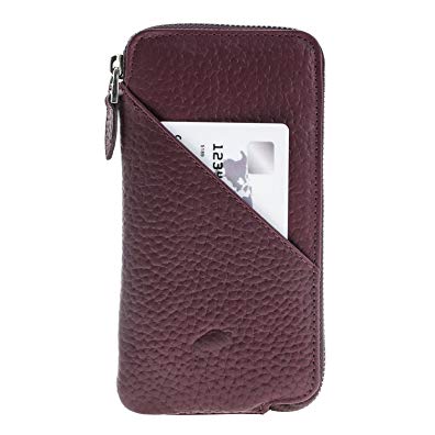 Burkley Case Leather Pouch Wallet Case for Universal Model (4.7 inch screen size and smaller) | Apple iPhone 8/7 Wallet Case | Full Grain Bordeaux