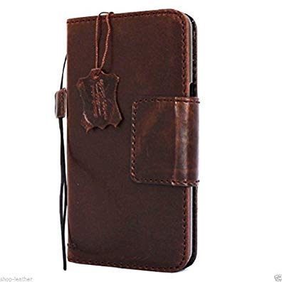 Genuine vintage Leather Case for Samsung Galaxy Note 5 Book Wallet magnet cover Handmade Retro Style Luxury brown cards slots Daviscase Jp