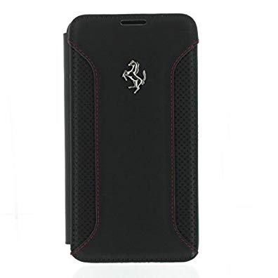 Ferrari Real Leather Book Type Case for Samsung Galaxy S5 (Black)
