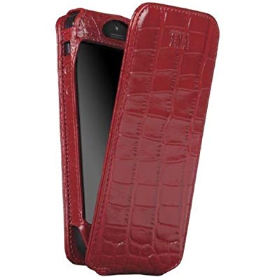 Sena Cases Magnet Flipper Leather Case for iPhone 5 - Retail Packaging - Croco Red