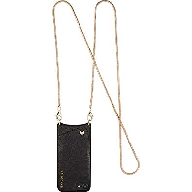 Bandolier Belinda Gold Crossbody Black Leather Wallet Case For Larger iPhone 8+ / 7+ / 6+