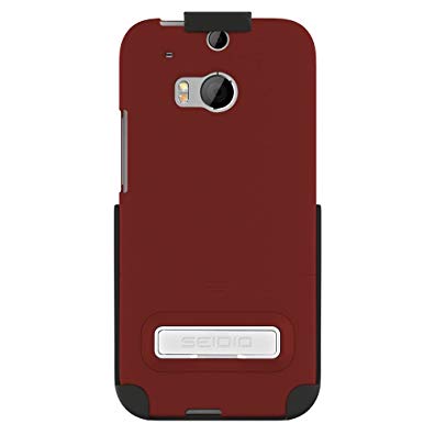 Seidio SURFACE Case with Metal Kickstand and Holster Combo for use with HTC One (M8) - Combo Pack - Retail Packaging - Garnet Red