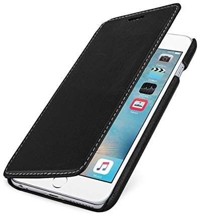 StilGut Book Type, Leather Case for Apple iPhone 6 Plus & iPhone 6s Plus (5.5''), Black Nappa