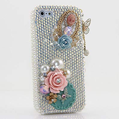 iPhone 6S PLUS Bling Case, iPhone 6 PLUS Case - LUXADDICTION [Premium Quality] 3D Handmade Crystallized Bling Case Easy Grip Crystals Diamond Sparkle Classic Flower butterfly Charm Design Cover