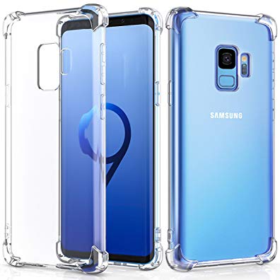 Galaxy S9 Case, HOVED Crystal Clear Cover Reinforced Corners TPU Bumper Cushion Flexible Soft Gel TPU [Shock Absorption] [Thin Slim Fit] Case for Samsung Galaxy S9-Clear