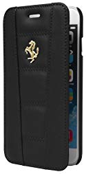 Ferrari 458 Black Real Genuine Leather Booktype Case w/Gold Emblem for iPhone 6 6S