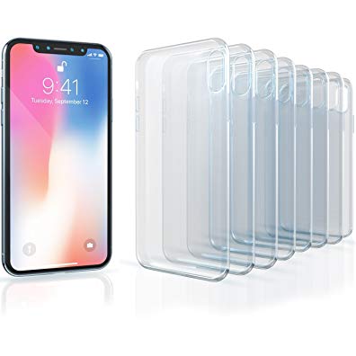 iPhone X Case - Transparent Flexible Ultra Thin TPU Cover - Crystal Clear Case with Screen and Camera Protection for iPhone X / iPhone 10 (8PACK)