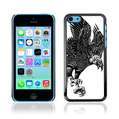 CelebrityCase Polycarbonate Hard Back Case Cover for Apple iPhone 5C ( Black & White Eagle )