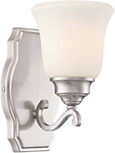 Minka Lavery Wall Light Fixtures 3321-84 Savannah Row Wall Bath Vanity Lighting, 1-Light 100 Watts, Brushed Nickel