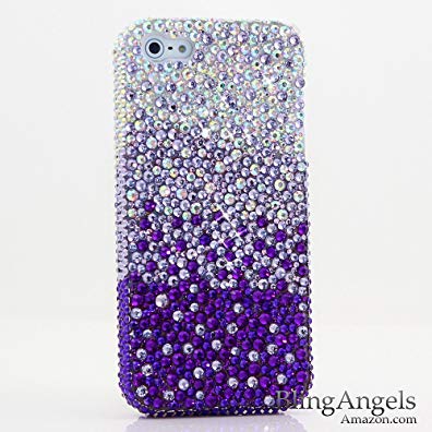 iPhone 8 Case, iPhone 7 Case, [Premium Handmade Quality] Bling Genuine Crystals Gradient AB Crystals to Dark Purple Hybrid Protective Cover for iPhone 8 / 7 by LUXADDICTION