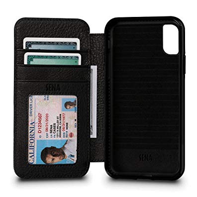 Bence Wallet Book Leather Case for iPhone X (Black)