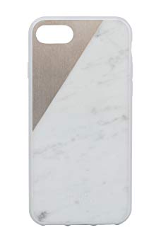 Native Union CLIC Marble Case for iPhone 7, iPhone 8 - Handcrafted Real Marble Drop-Proof Protective Cover with Metal Slash (White)