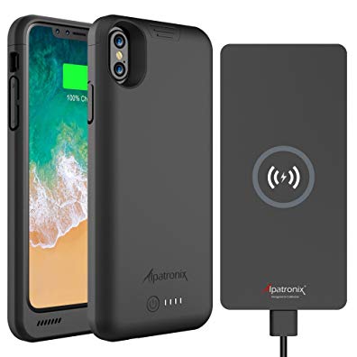 Alpatronix BXX + CX101 Portable Power Bundle includes 4200mAh iPhone X Battery Case Compatible with Qi Wireless Charging & 10W Thin Non-Slip Fast-Charging Wireless Charger Pad for Qi-enabled Devices