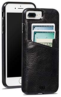 Sena Lugano Wallet, Drop Safe Leather Wallet snap on case for the iPhone 8 Plus & 7 Plus - Black